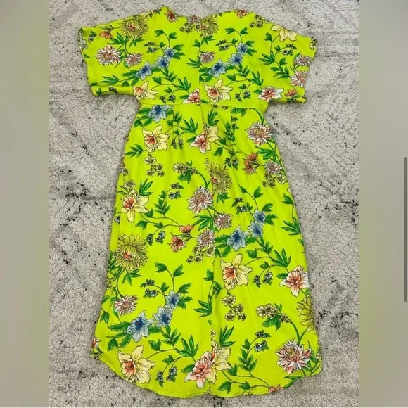 Aidan Mattox Vibrant Green Floral Asymmetrical Dress Women Size 6 - Picture 7 of 9